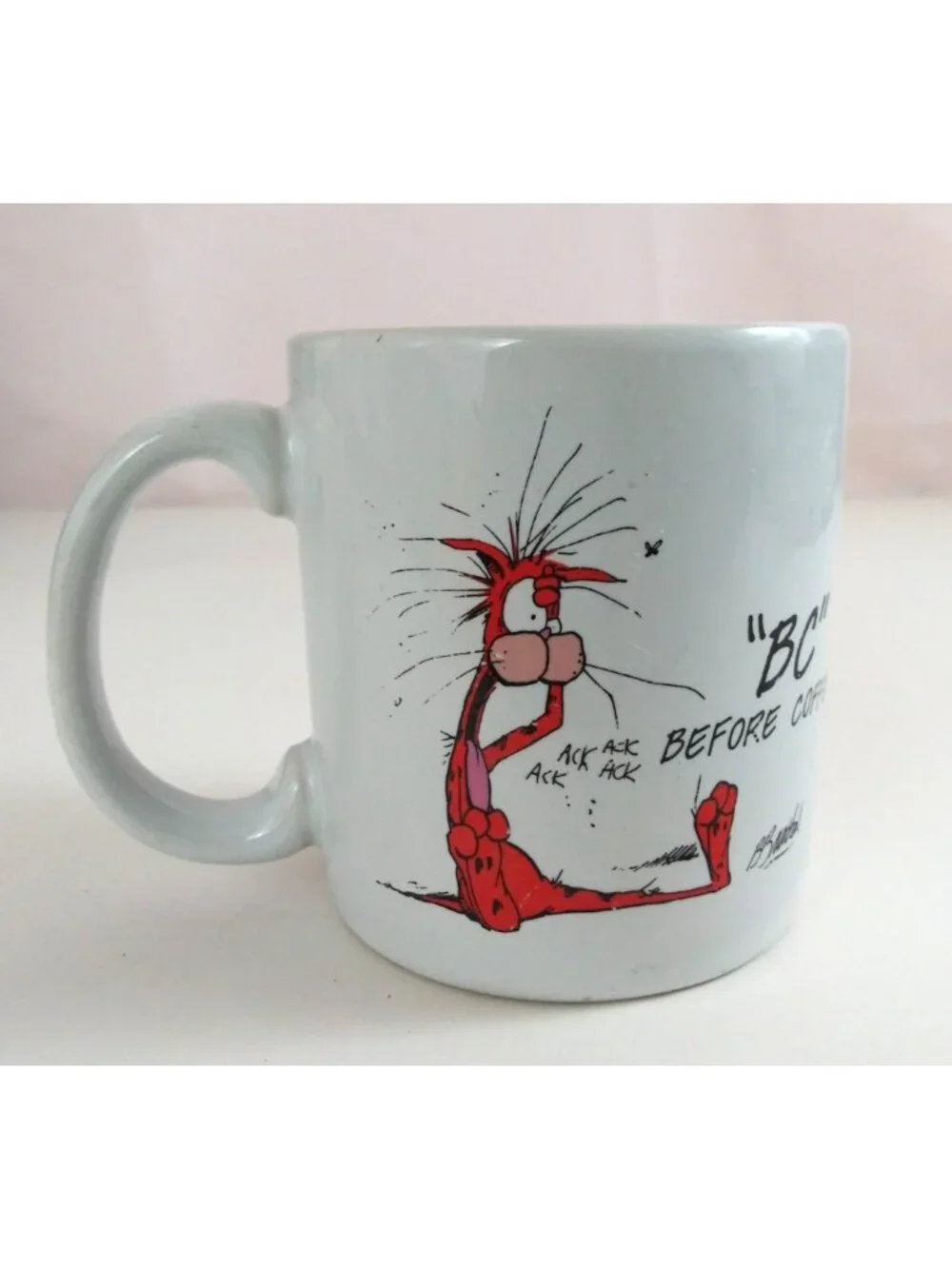 1994 American Greeting Opus N Bill Before Coffee After Coffee Novelty Coffee Cup